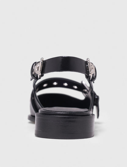 Flat leather strap slingbacks | Maje