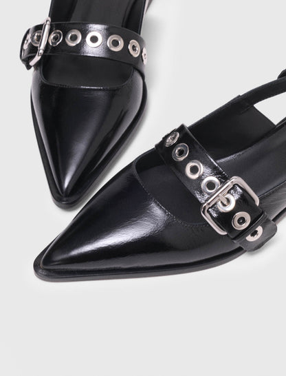 Flat leather strap slingbacks | Maje