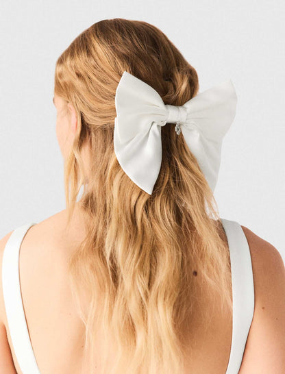 Satin-effect bow barrette | Maje