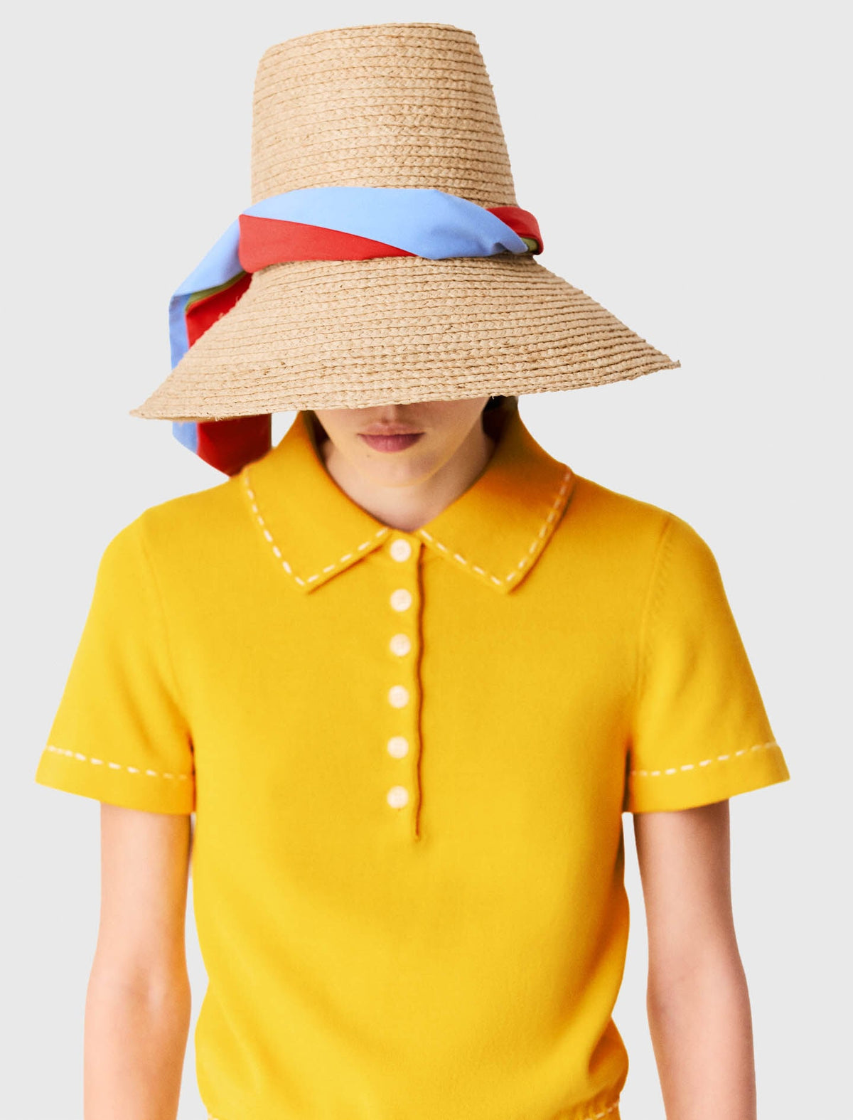 Raffia hat with printed ribbon | Maje