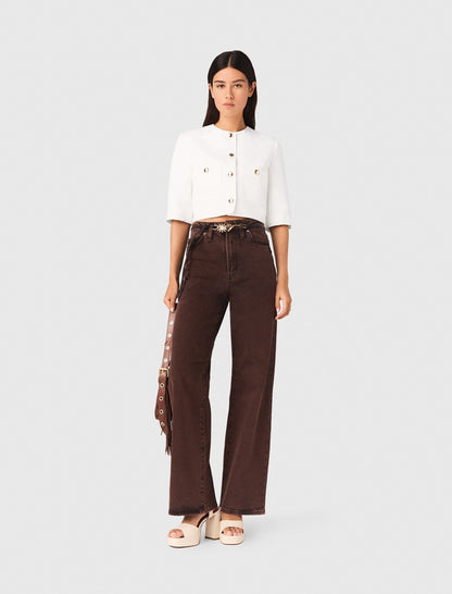 Short linen blend jacket | Maje