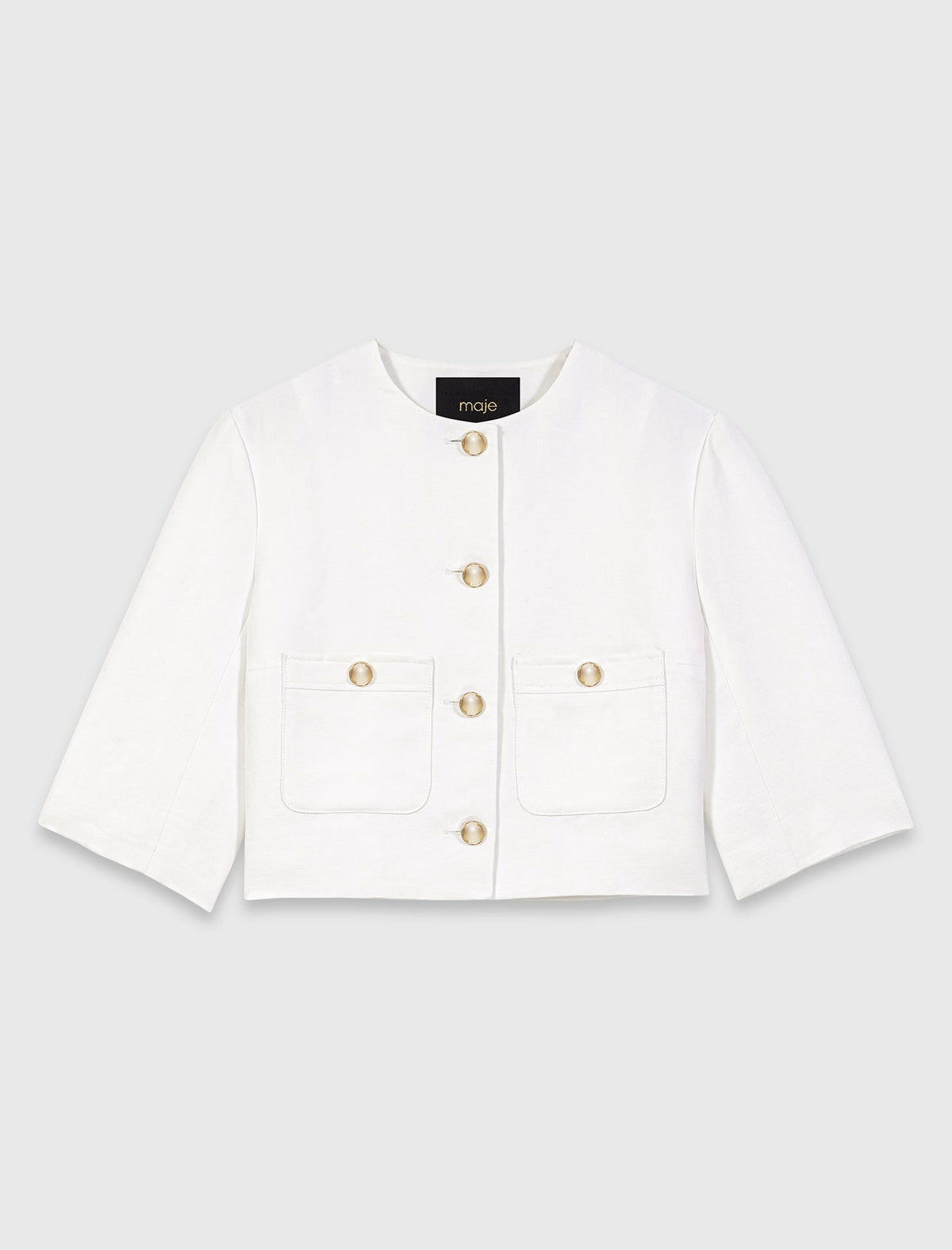 Short linen blend jacket | Maje