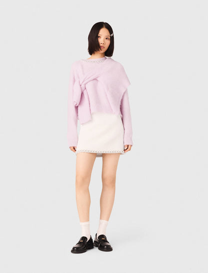 Tweed skirt with pearl trim | Maje