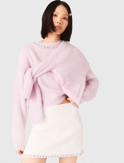 Tweed skirt with pearl trim | Maje