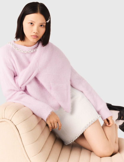 Tweed skirt with pearl trim | Maje