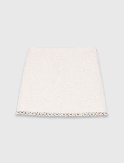 Tweed skirt with pearl trim | Maje