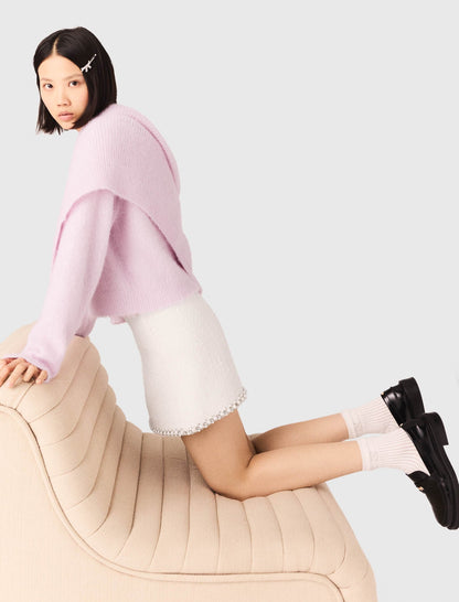 Tweed skirt with pearl trim | Maje