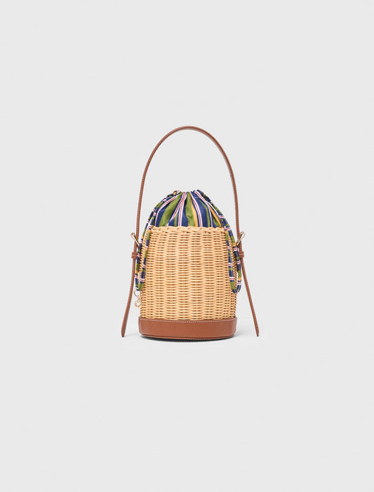 Wicker basket with printed pouch | Maje