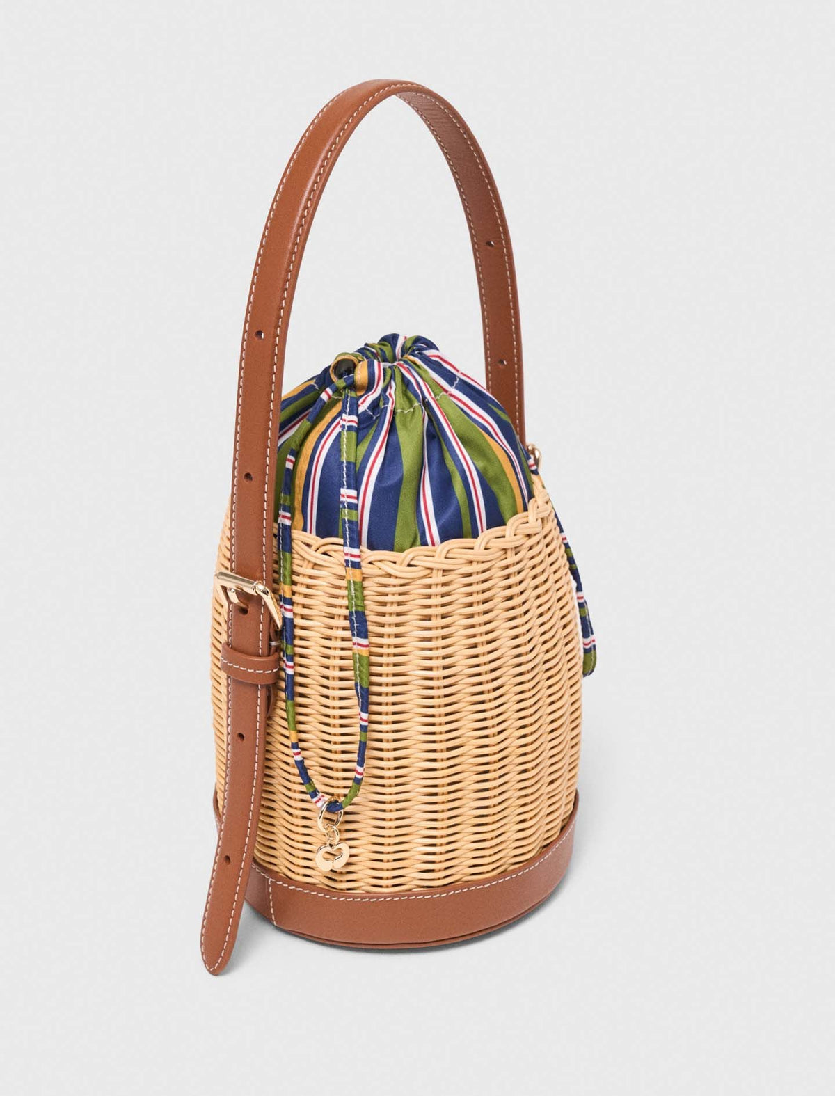 Wicker basket with printed pouch | Maje