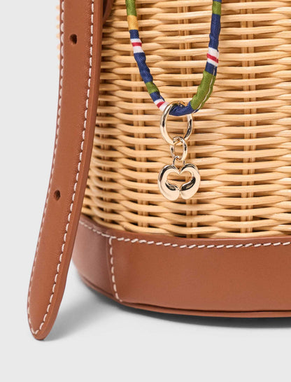 Wicker basket with printed pouch | Maje