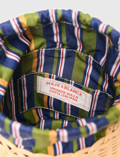 Wicker basket with printed pouch | Maje