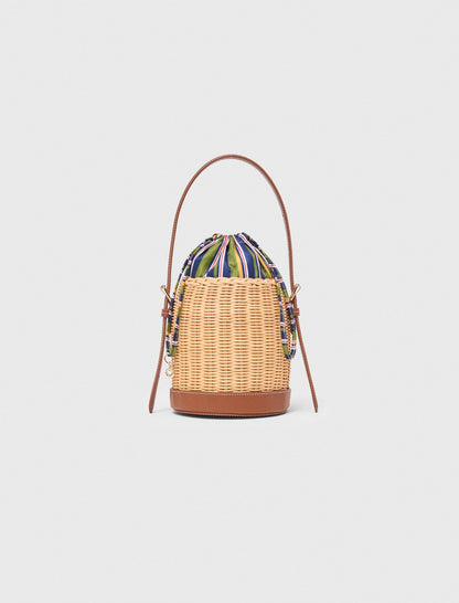 Wicker basket with printed pouch | Maje