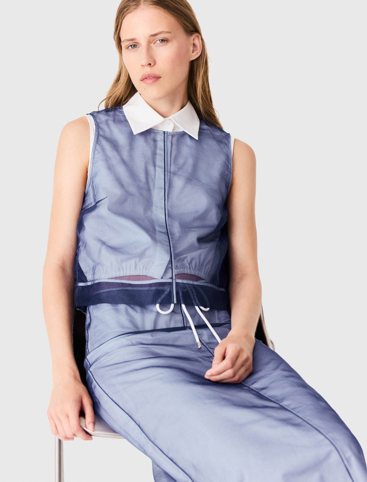 Cotton top with removable organza | Maje