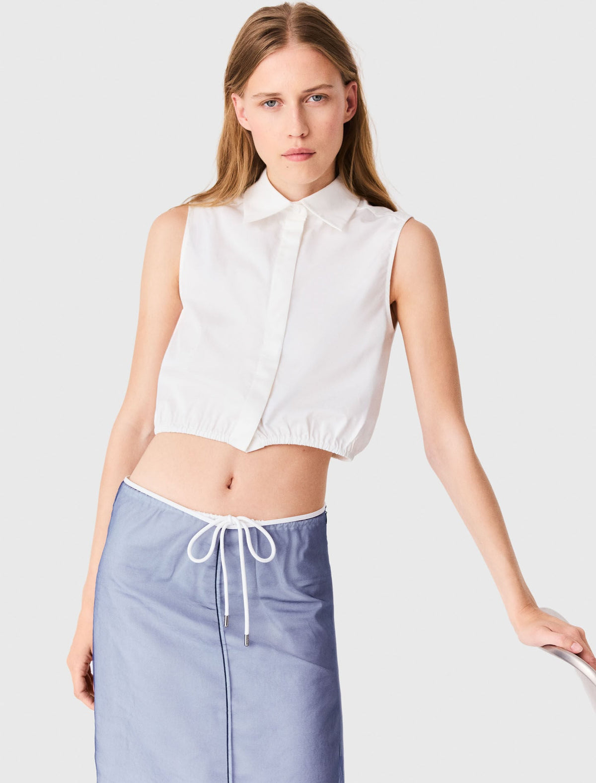 Cotton top with removable organza | Maje