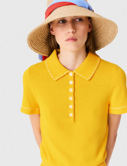 Knit playsuit with polo collar | Maje