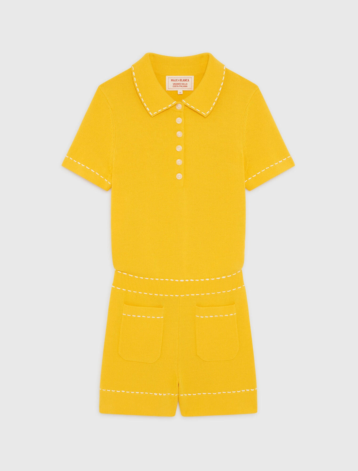 Knit playsuit with polo collar | Maje
