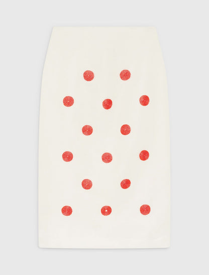 Embroidered linen-silk pencil skirt | Maje