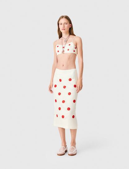 Embroidered linen and silk crop top | Maje
