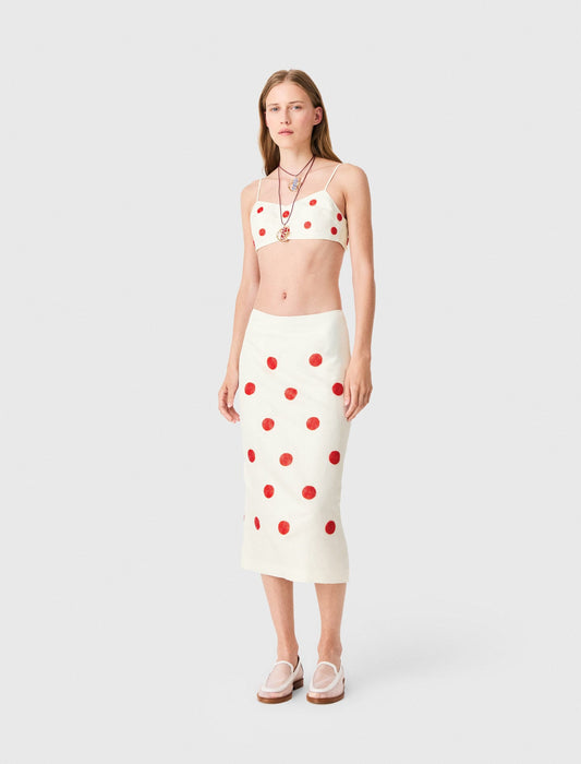 Embroidered linen and silk crop top | Maje