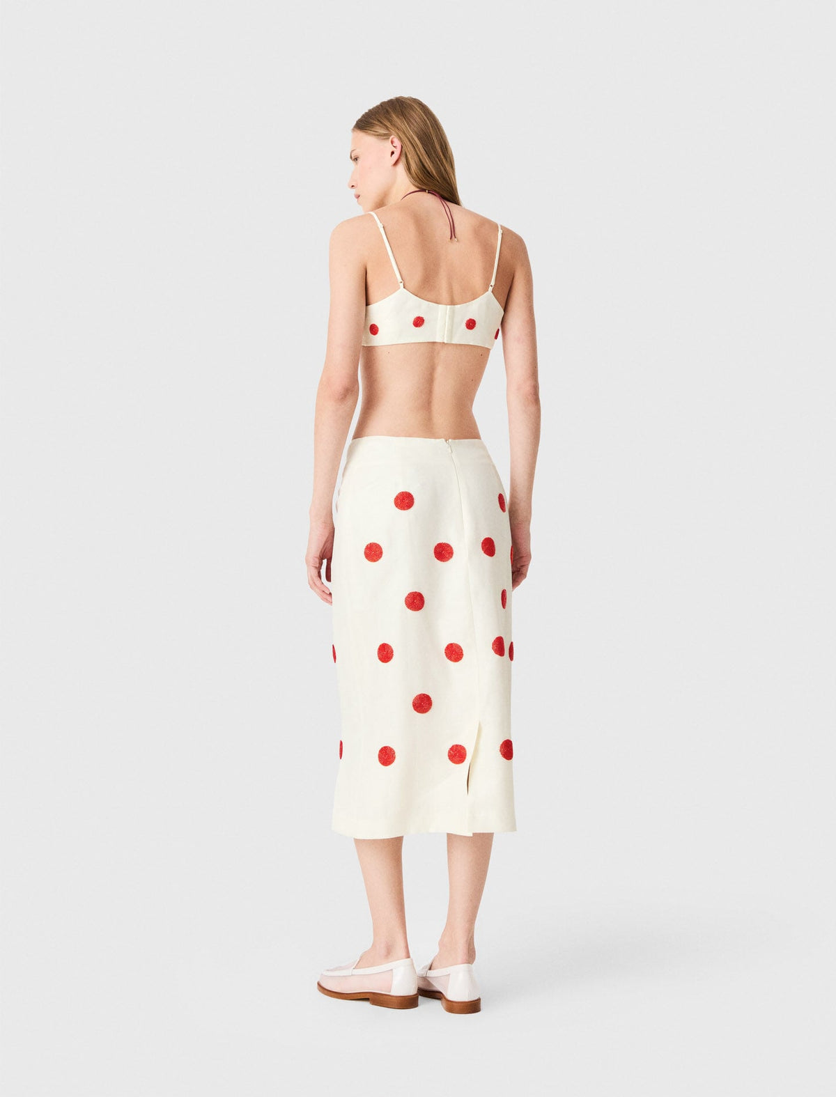 Embroidered linen and silk crop top | Maje