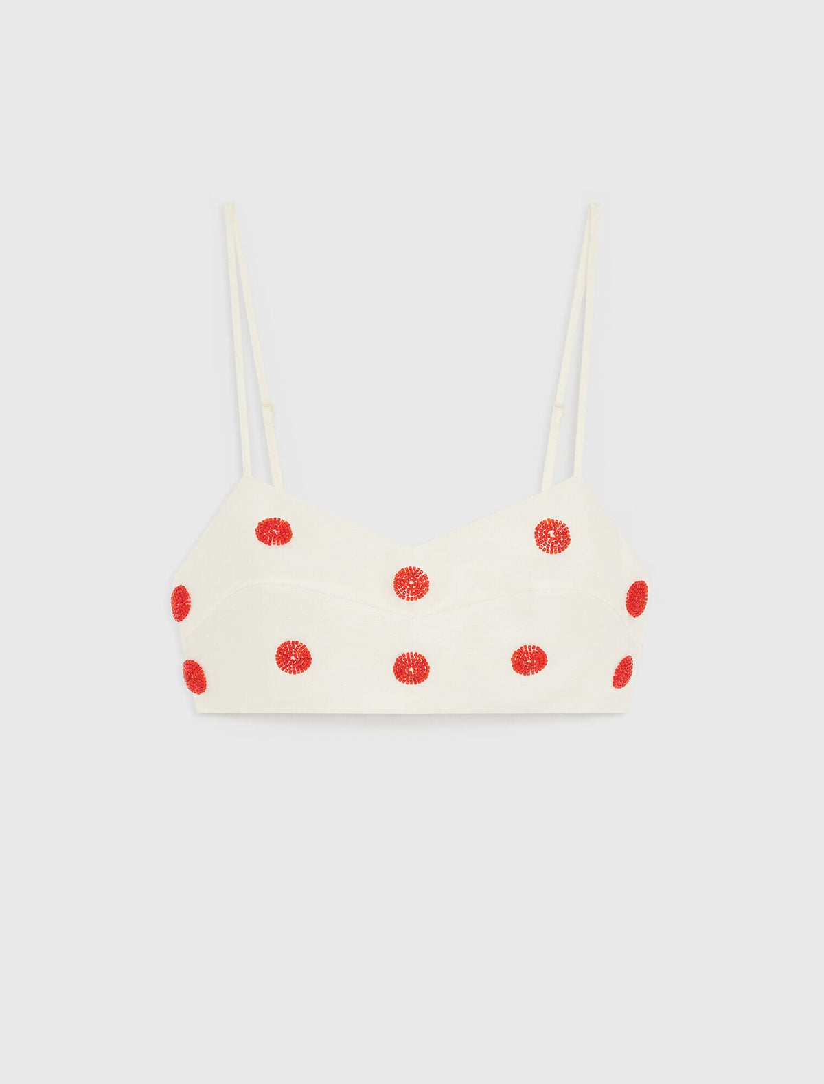 Embroidered linen and silk crop top | Maje