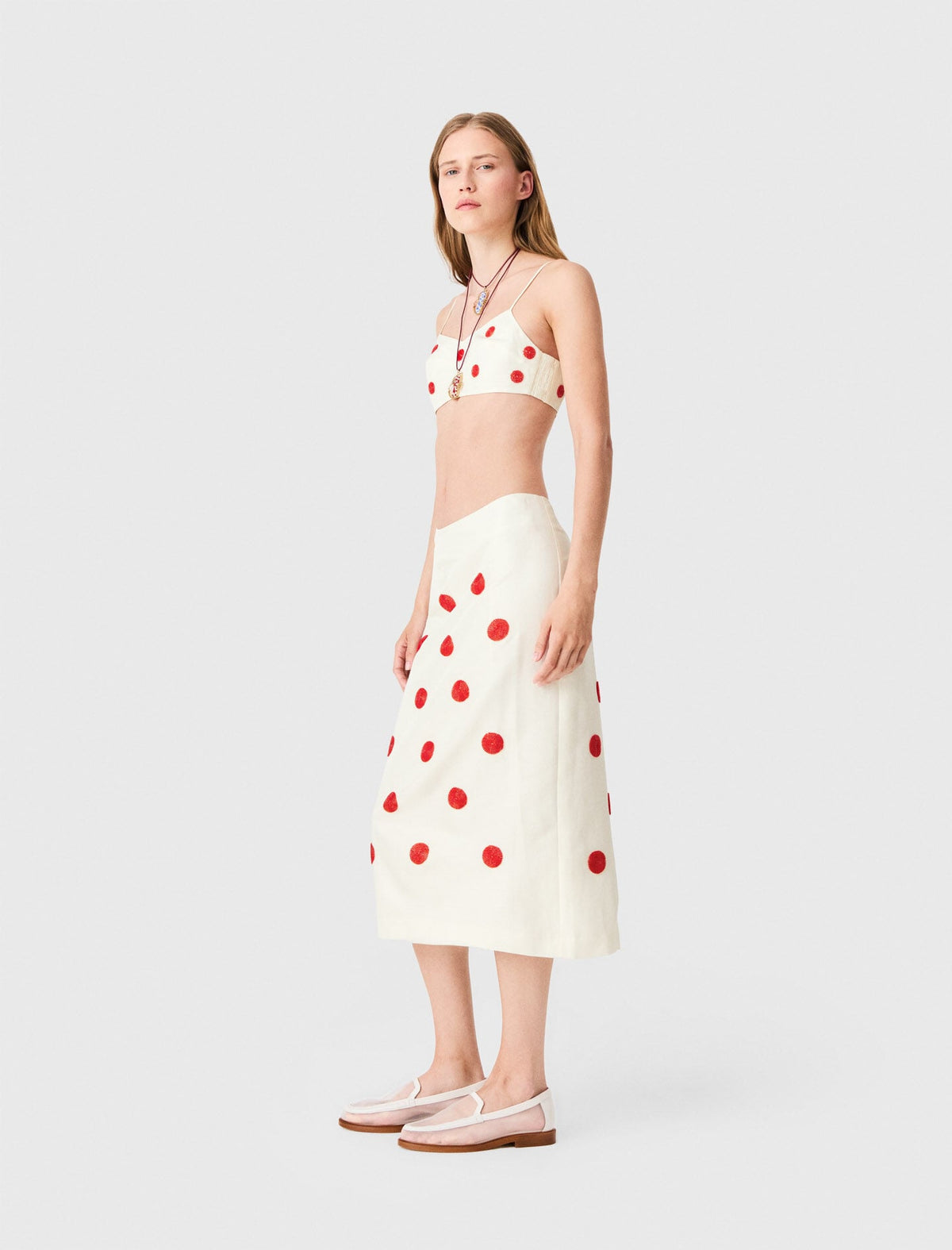 Embroidered linen and silk crop top | Maje