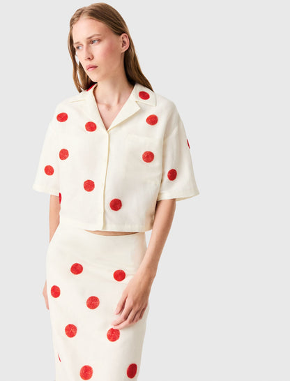 Embroidered linen and silk shirt | Maje