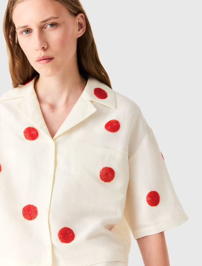 Embroidered linen and silk shirt | Maje