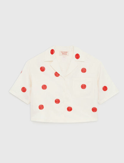 Embroidered linen and silk shirt | Maje
