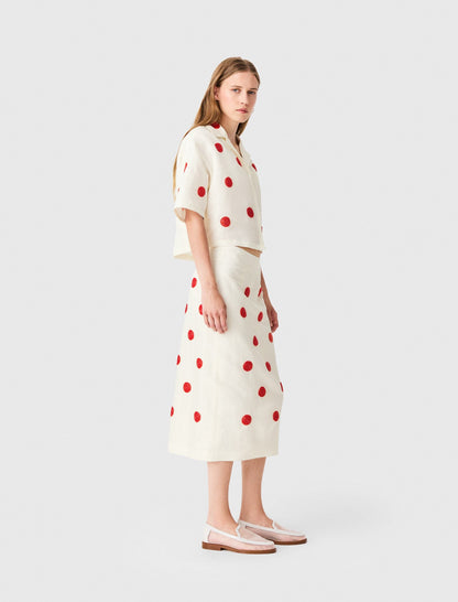 Embroidered linen and silk shirt | Maje