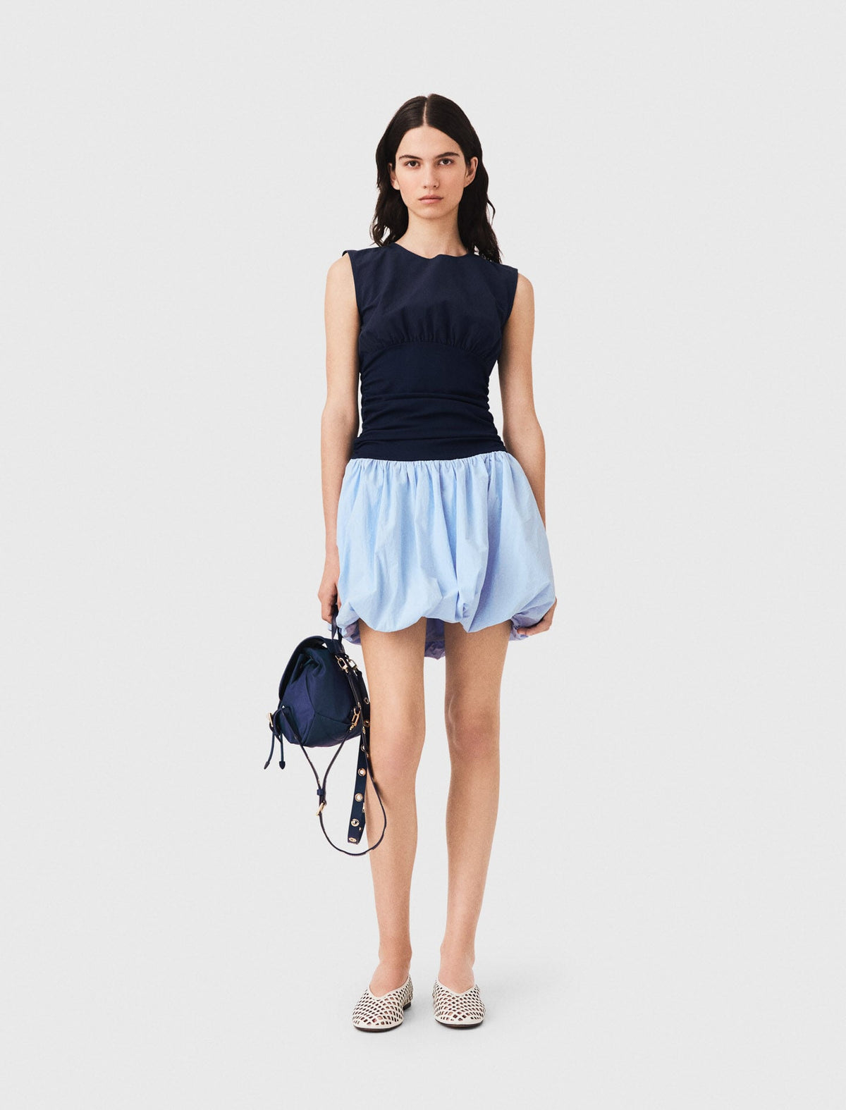 Jersey and cotton mix dress | Maje