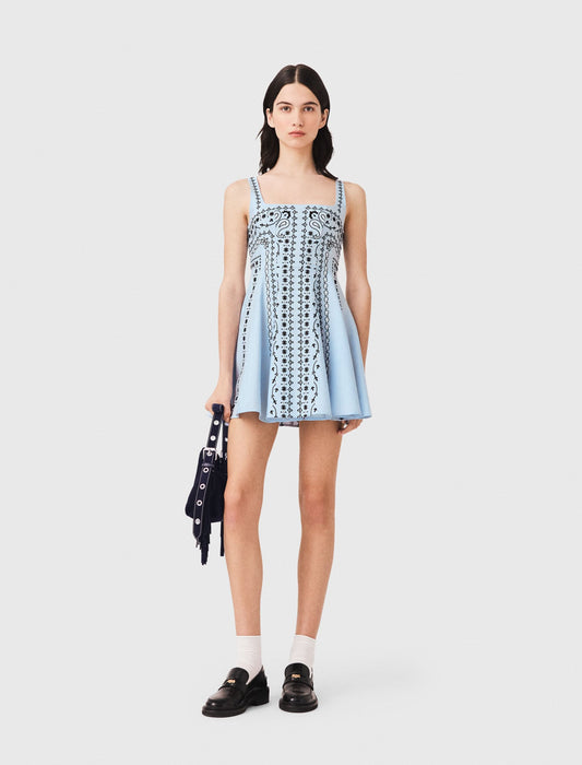 Short embroidered linen-blend dress | Maje