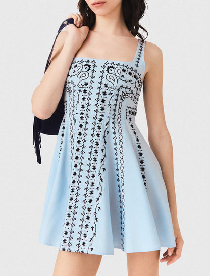 Short embroidered linen-blend dress | Maje