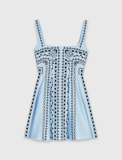 Short embroidered linen-blend dress | Maje