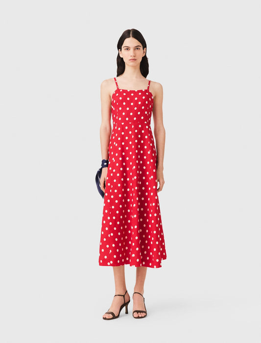 Backless linen-blend maxi dress | Maje
