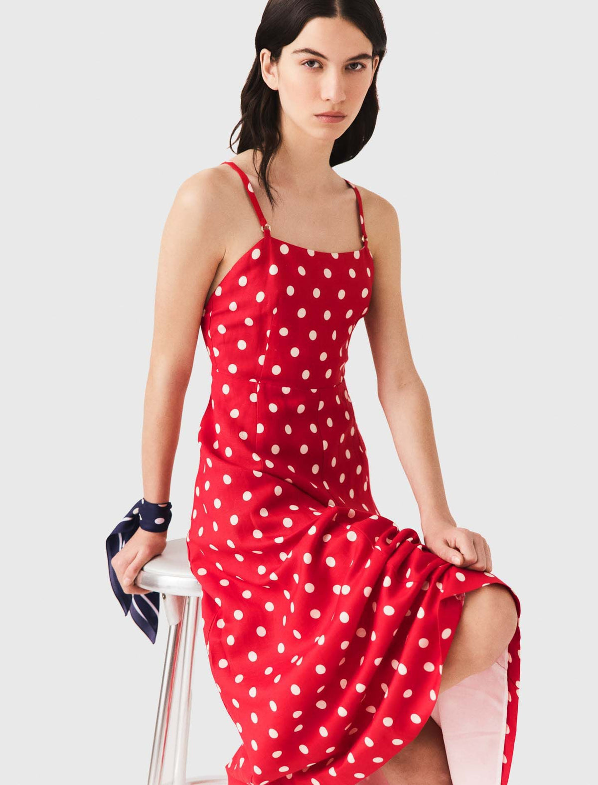 Backless linen-blend maxi dress | Maje