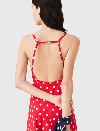Backless linen-blend maxi dress | Maje