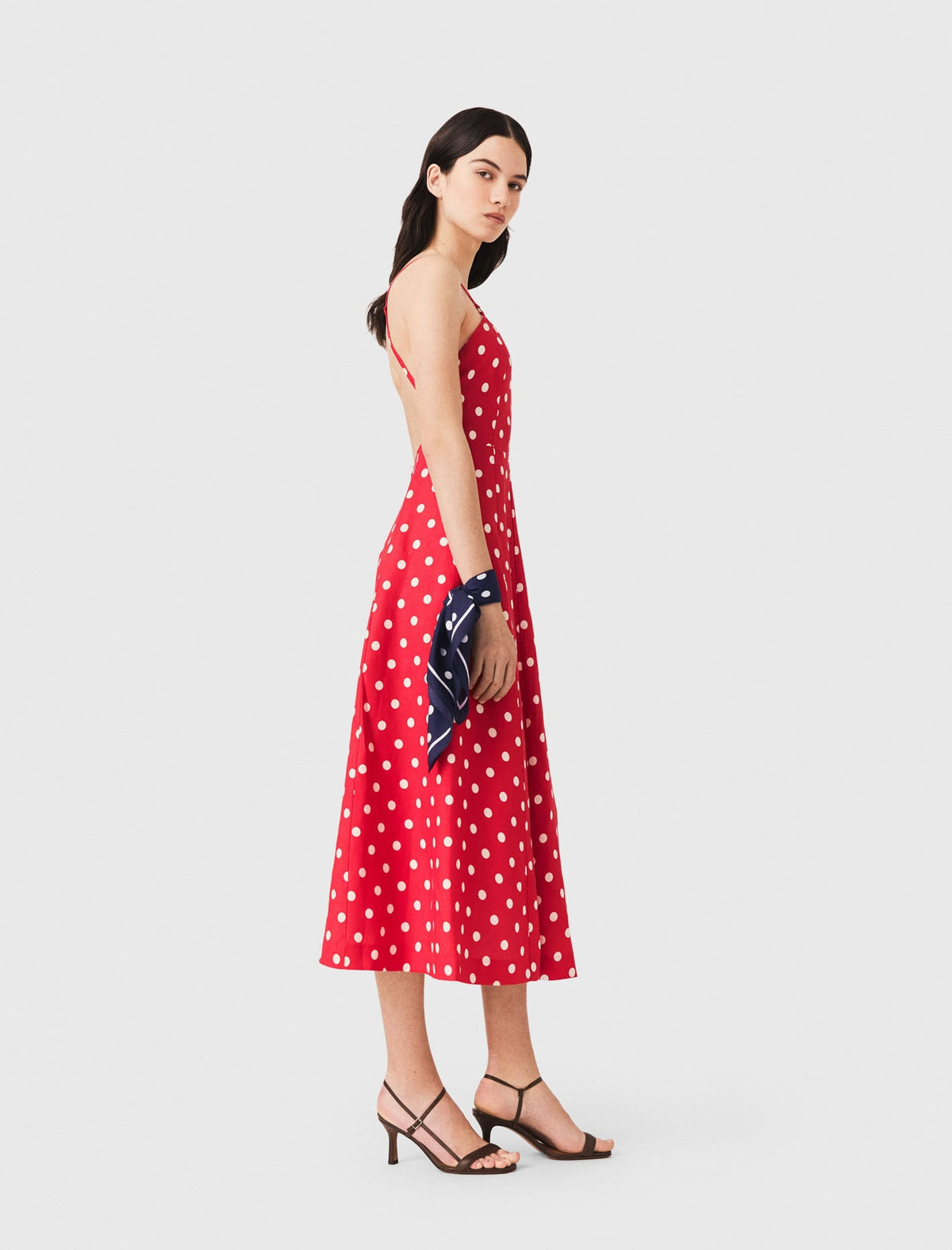 Backless linen-blend maxi dress | Maje