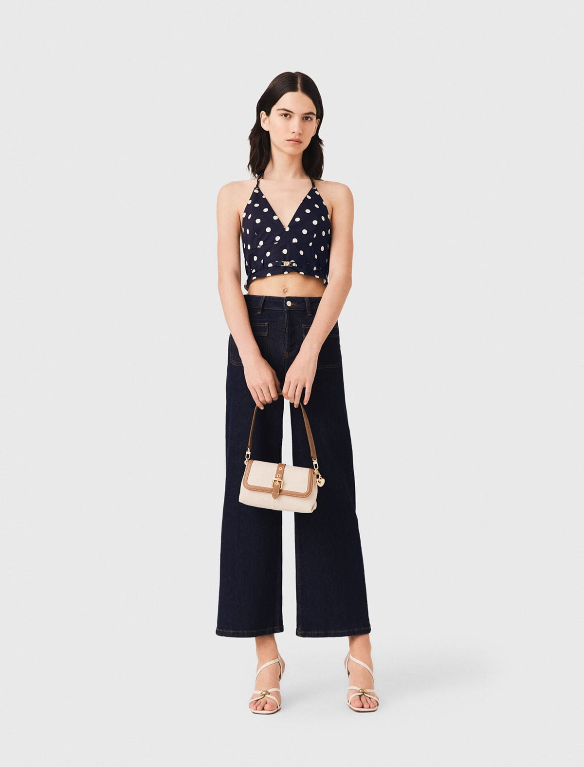Backless linen blend top | Maje