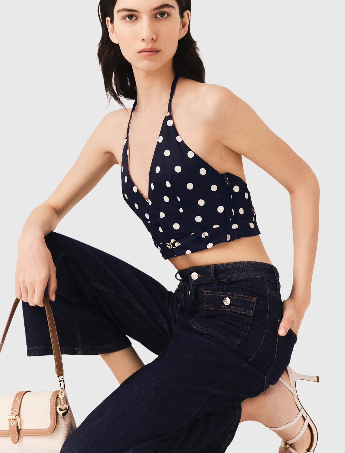 Backless linen blend top | Maje