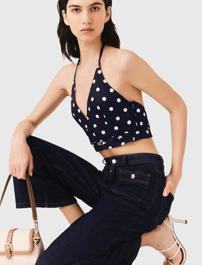 Backless linen blend top | Maje
