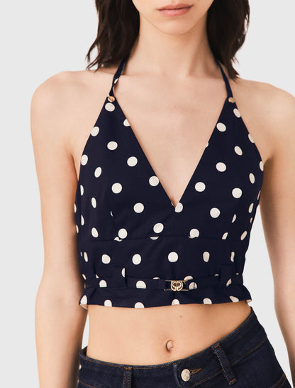 Backless linen blend top | Maje