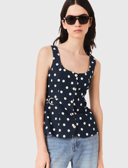 Long linen blend vest | Maje