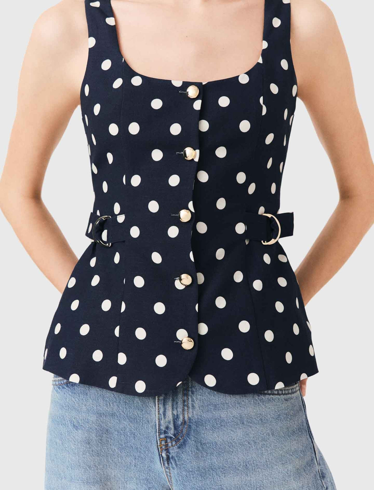 Long linen blend vest | Maje
