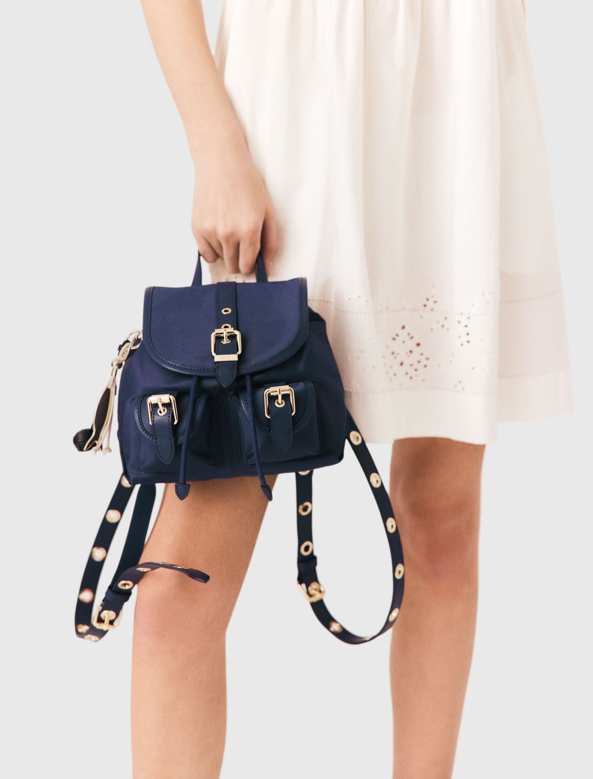 Mini leather and nylon backpack | Maje