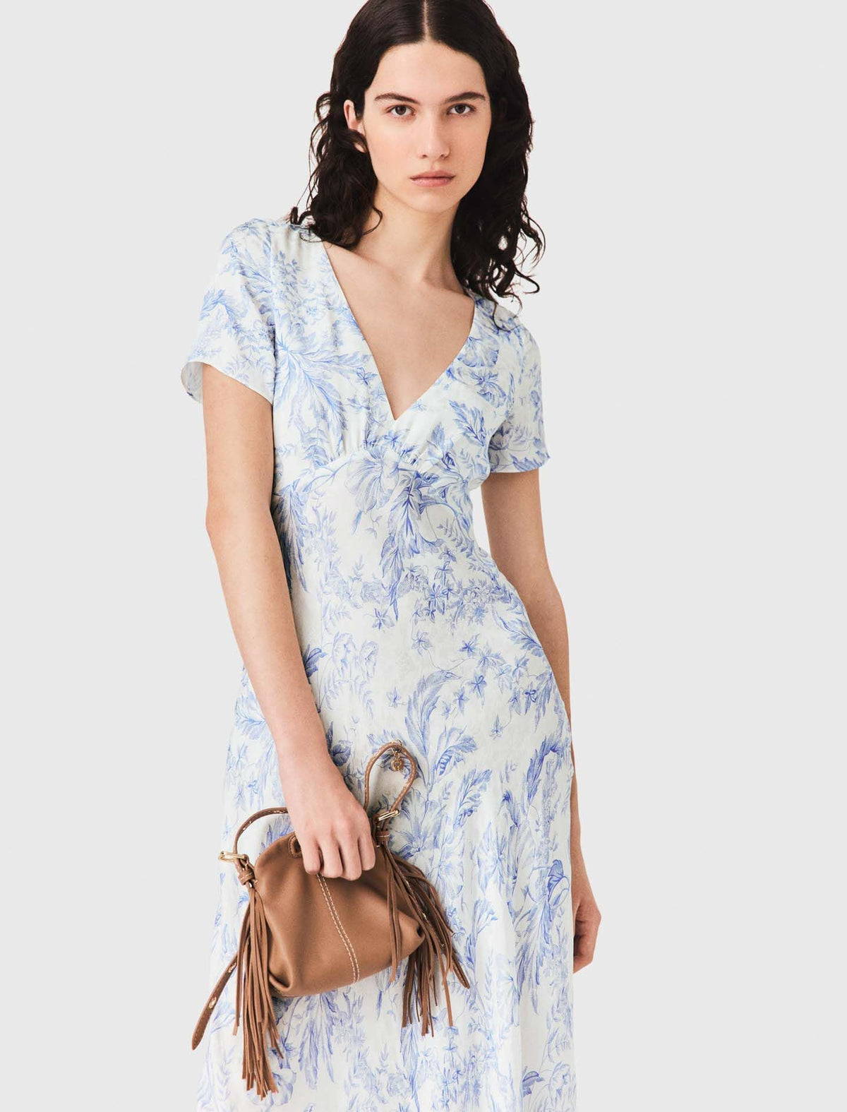 Flowing patterned maxi dress | Maje
