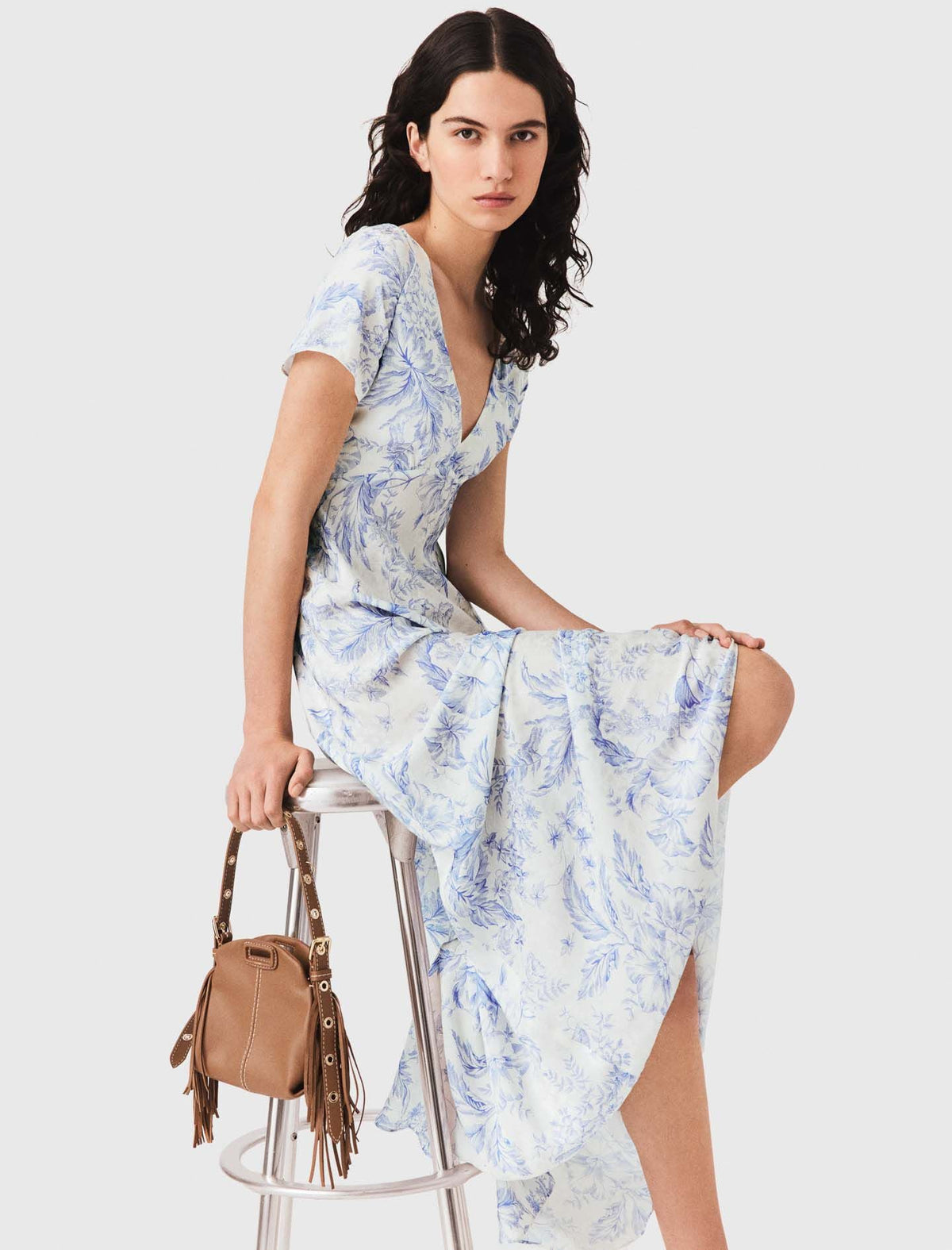 Flowing patterned maxi dress | Maje