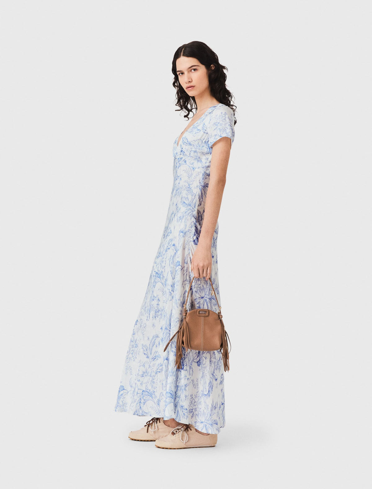Flowing patterned maxi dress | Maje