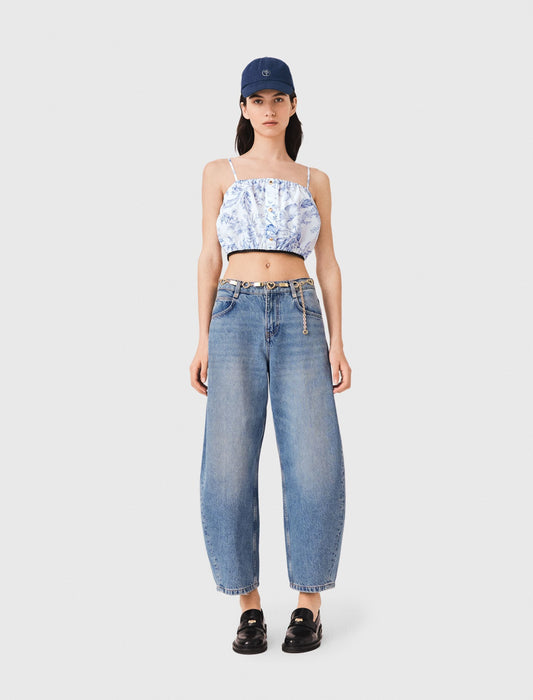 Patterned top with straps | Maje