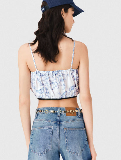 Patterned top with straps | Maje